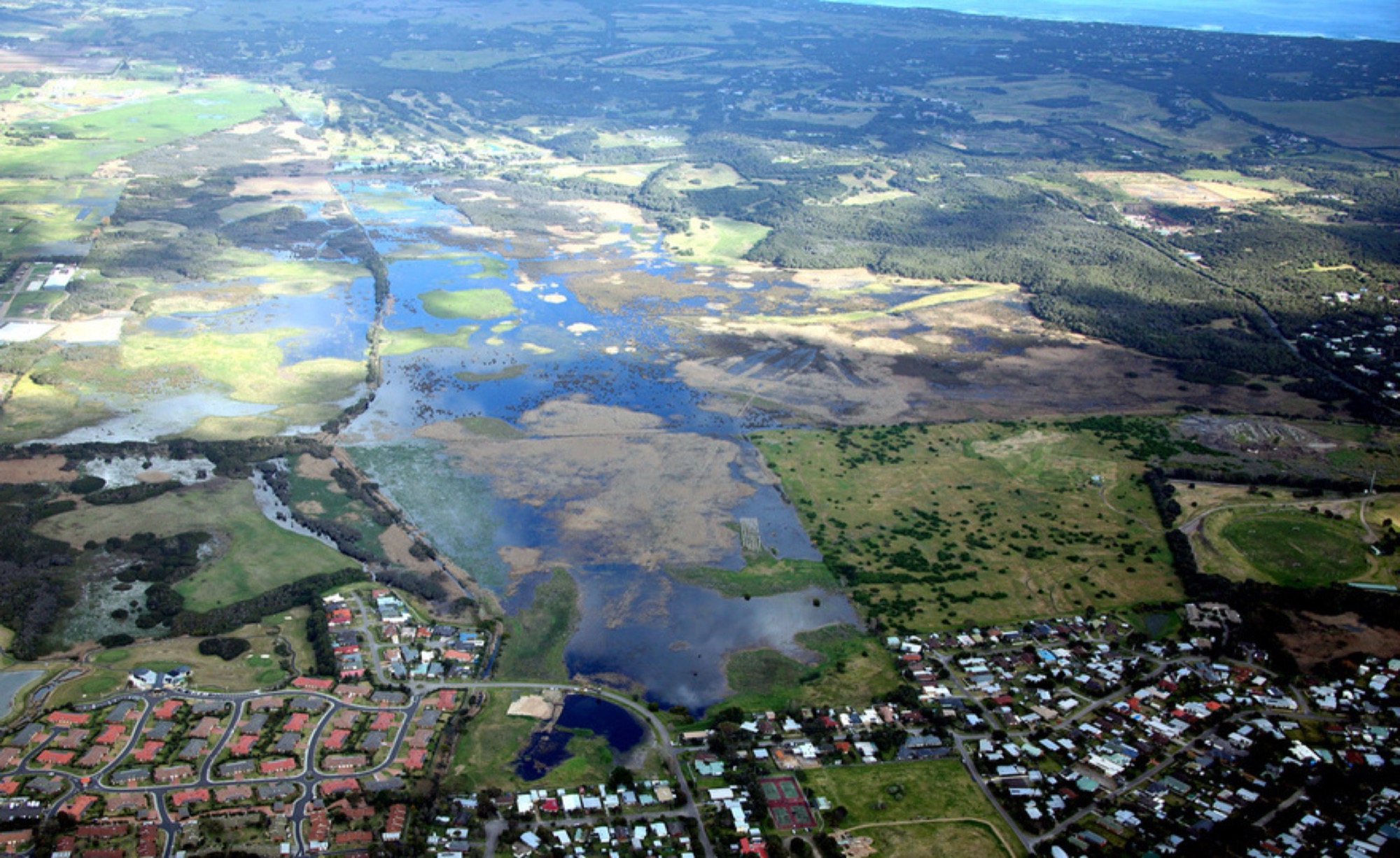 Aerial view over the Tootgarook Wetland